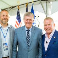 President Haas, Brian Kelly, and guest at the Jamie Hosford Football Center dedication.